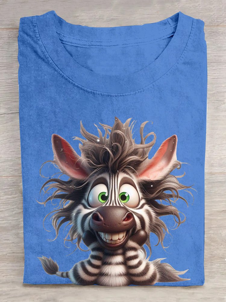 Damen Kurzarm T-Shirts T-Shirt Sommer Zebra Baumwolle Rundhals Täglich Ausgehen Lässig Oberteile