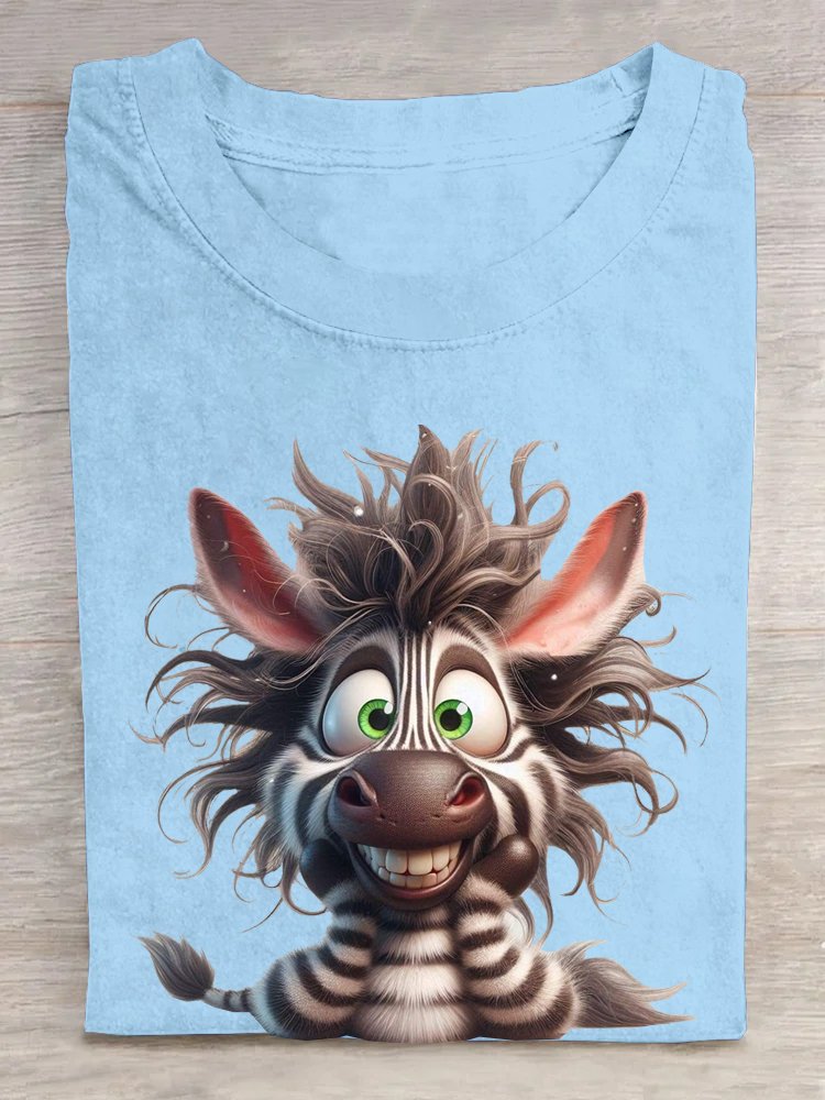 Damen Kurzarm T-Shirts T-Shirt Sommer Zebra Baumwolle Rundhals Täglich Ausgehen Lässig Oberteile