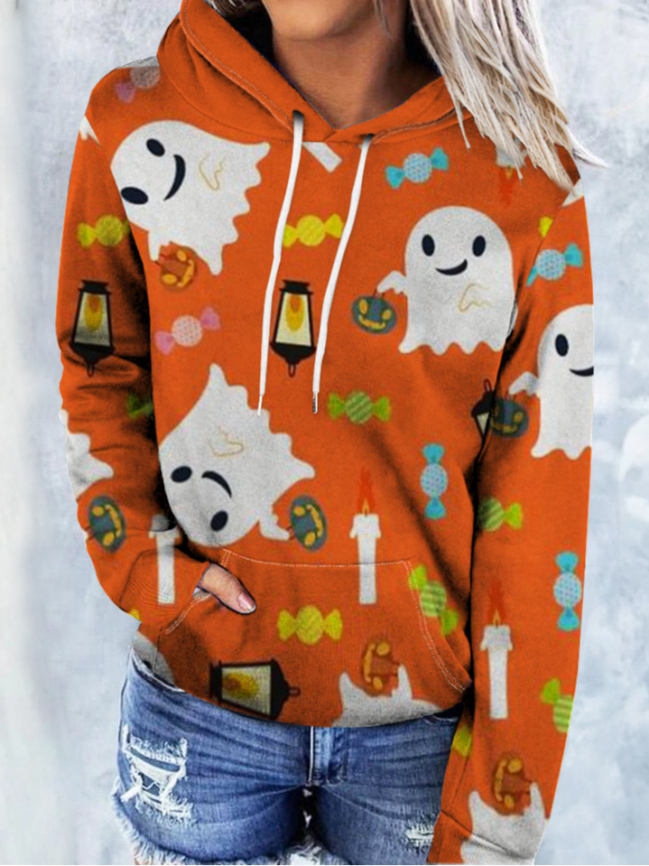 Damen Kapuze Halloween Lässig Frühling/Herbst Langarm Sweatshirt