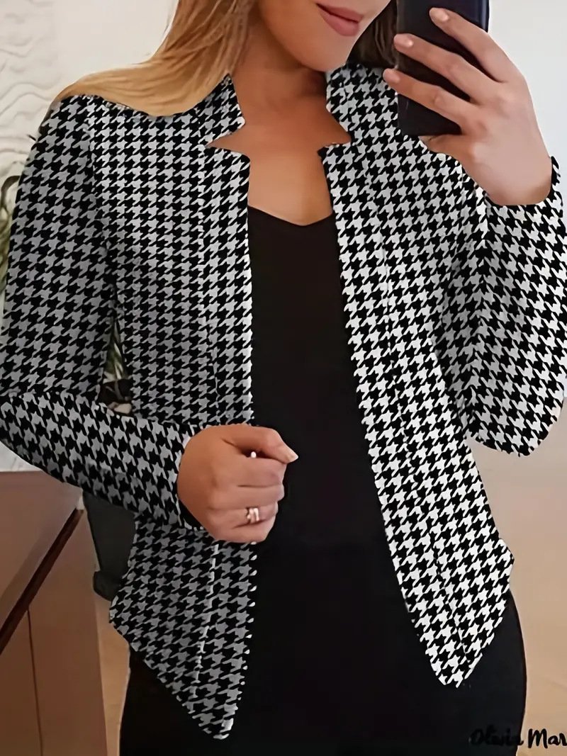 Damen Frühling/Herbst Oberbekleidung Urban Geometrisch Langarm Wickeln Regelmäßig Blazer