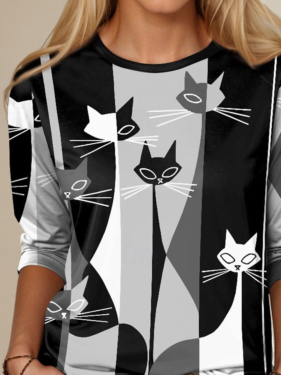 Damen Langarm T-Shirts T-Shirt Frühling/Herbst Katze Jersey Rundhals Täglich Ausgehen Lässig Oberteile