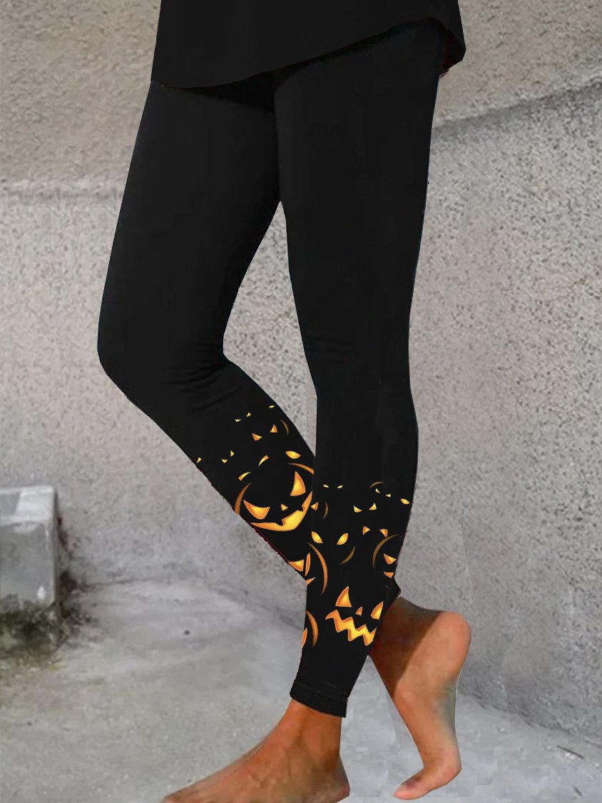 Damen Lässig Halloween Jersey Alle Jahreszeiten Lang Leggings