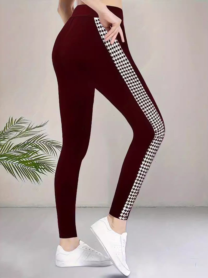 Damen Lässig Farbblock Jersey Alle Jahreszeiten Lang Leggings