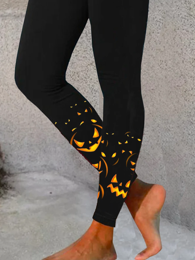 Damen Lässig Halloween Jersey Alle Jahreszeiten Lang Leggings