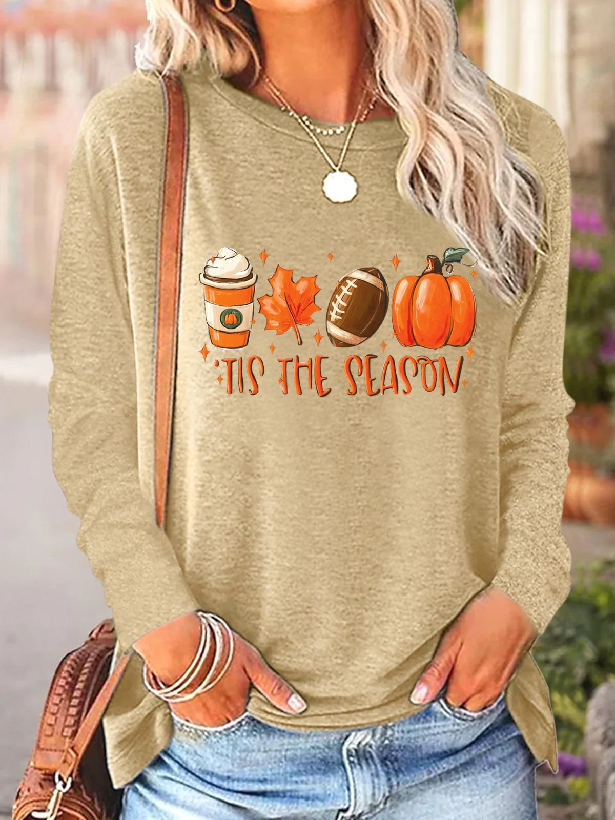 Damen Langarm Bluse Frühling/Herbst Halloween Jersey Rundhals Täglich Ausgehen Lässig Oberteile