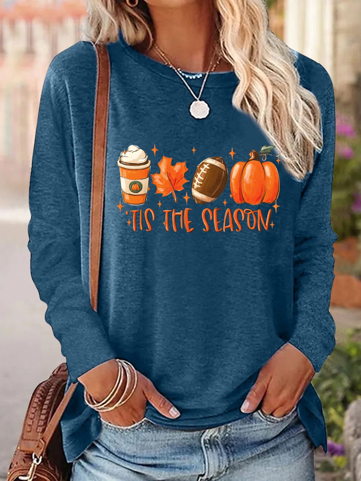 Damen Langarm Bluse Frühling/Herbst Halloween Jersey Rundhals Täglich Ausgehen Lässig Oberteile