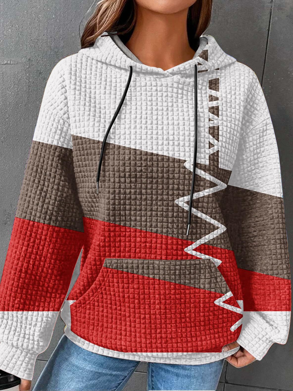 Kapuzenpullover Damen Geometrisch Lässig Langarm Frühling/Herbst Weit