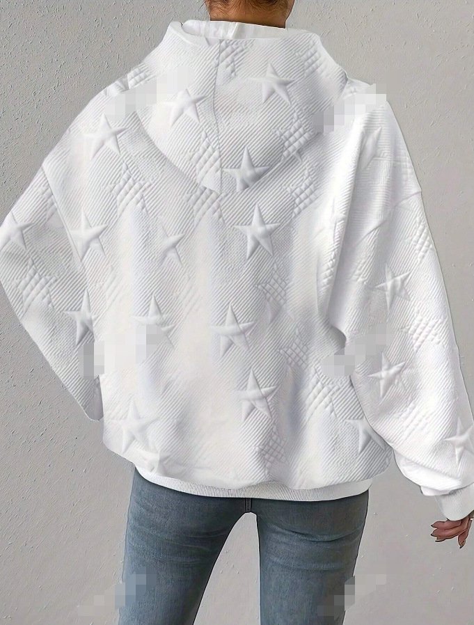 Damen Kapuze Stern Reißverschluss Lässig Frühling/Herbst Langarm Sweatshirt