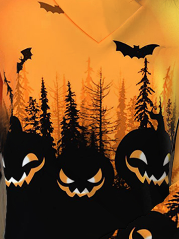 Damen Langarm Bluse Frühling/Herbst Halloween Print Täglich Ausgehen Retro Oberteile