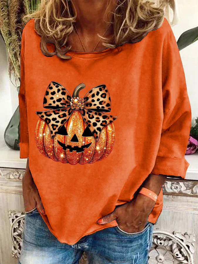 Damen Rundhals Halloween (Kürbis) Lässig Frühling/Herbst Baumwollmischung Langarm Sweatshirt