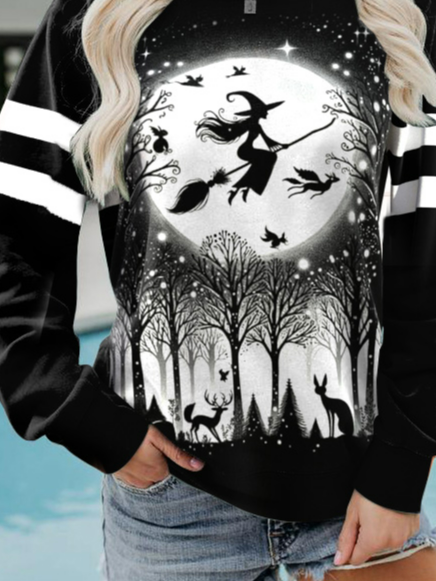 Damen Rundhals Halloween Lässig Frühling/Herbst Langarm Sweatshirt