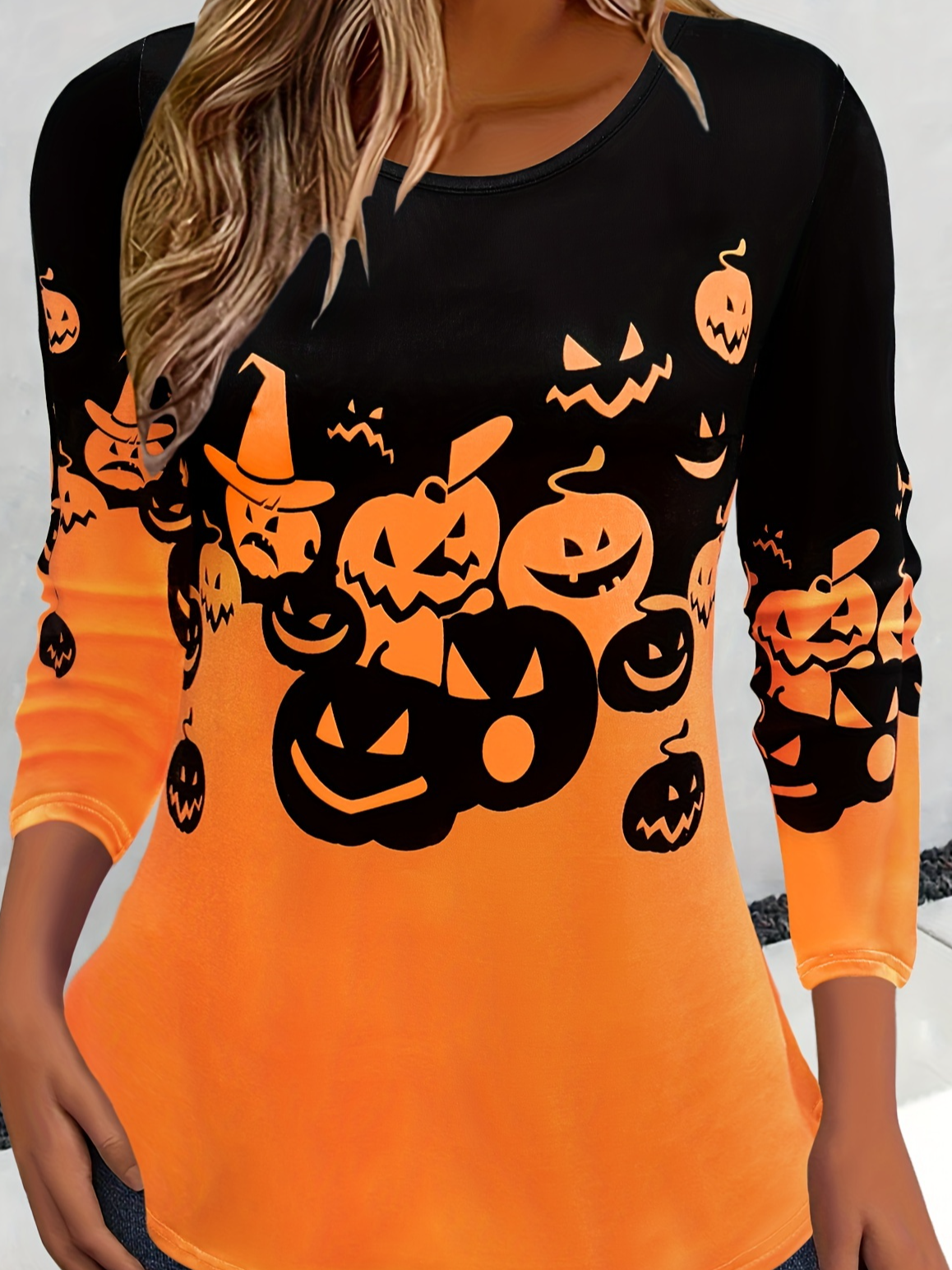 Damen Langarm T-Shirts T-Shirt Frühling/Herbst Halloween Jersey Rundhals Täglich Ausgehen Lässig Oberteile