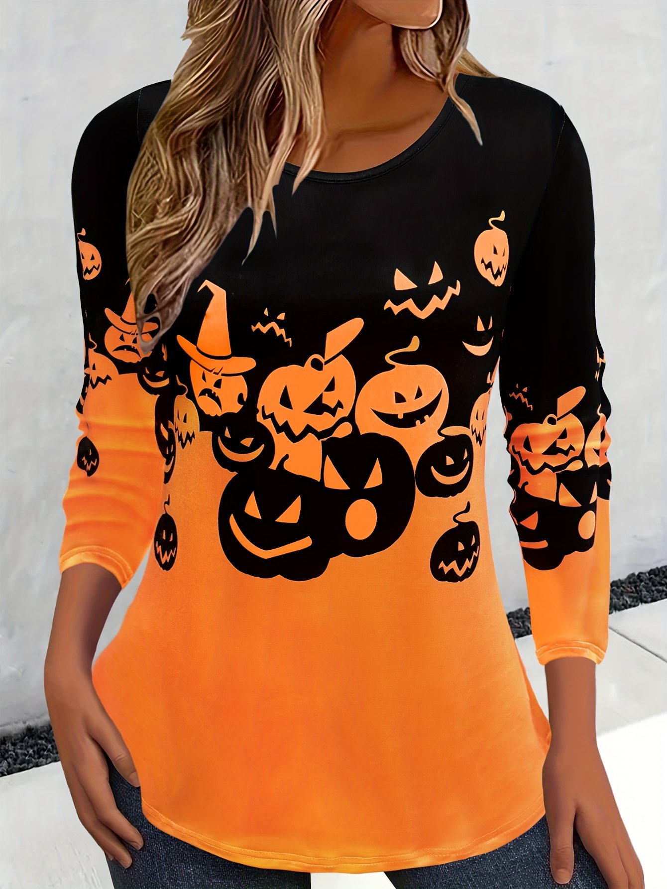 Damen Langarm T-Shirts T-Shirt Frühling/Herbst Halloween Jersey Rundhals Täglich Ausgehen Lässig Oberteile