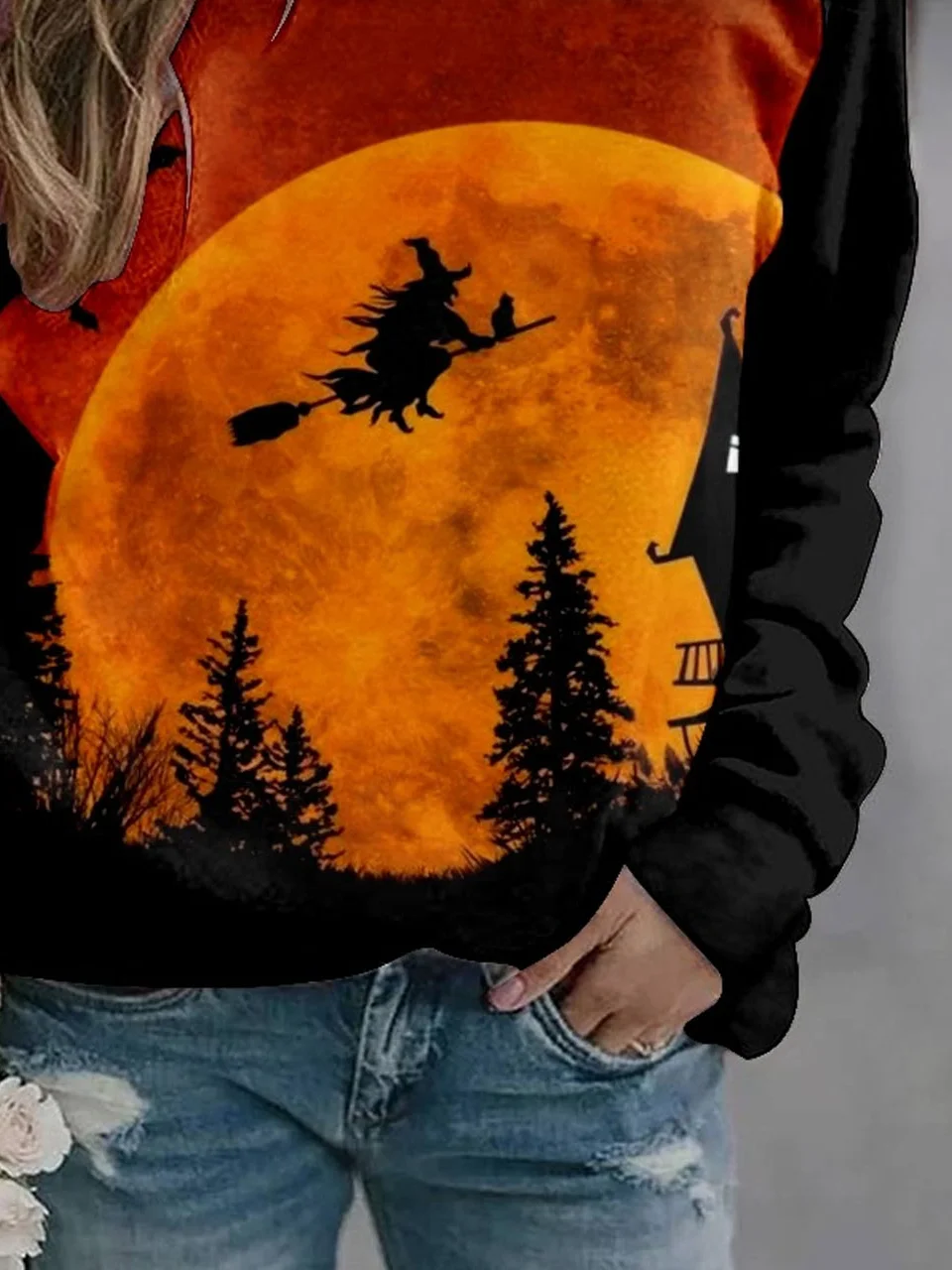 Damen Rundhals Halloween Lässig Frühling/Herbst Langarm Sweatshirt