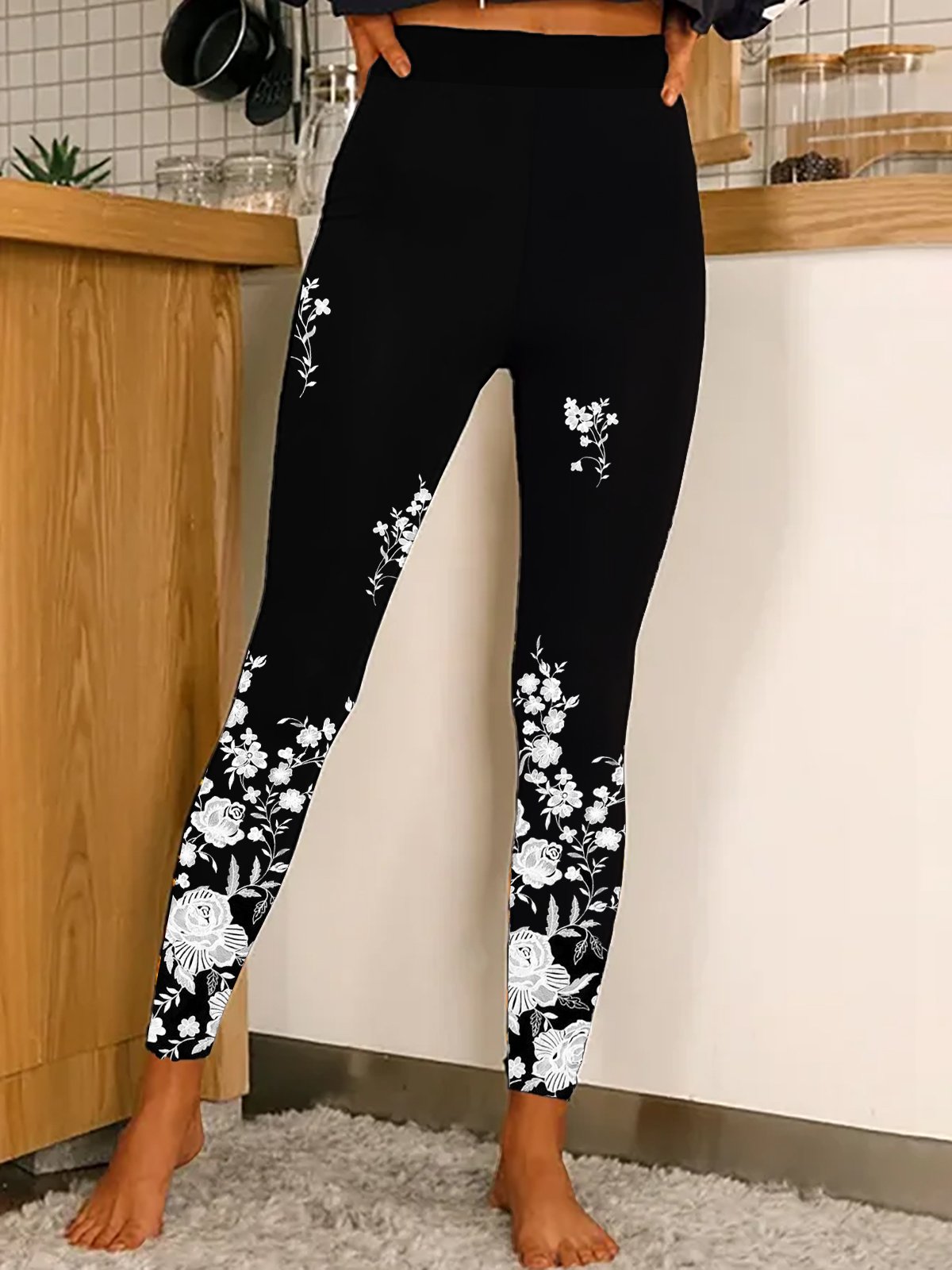 Damen Geblümt Lässig Alle Jahreszeiten Lang Leggings