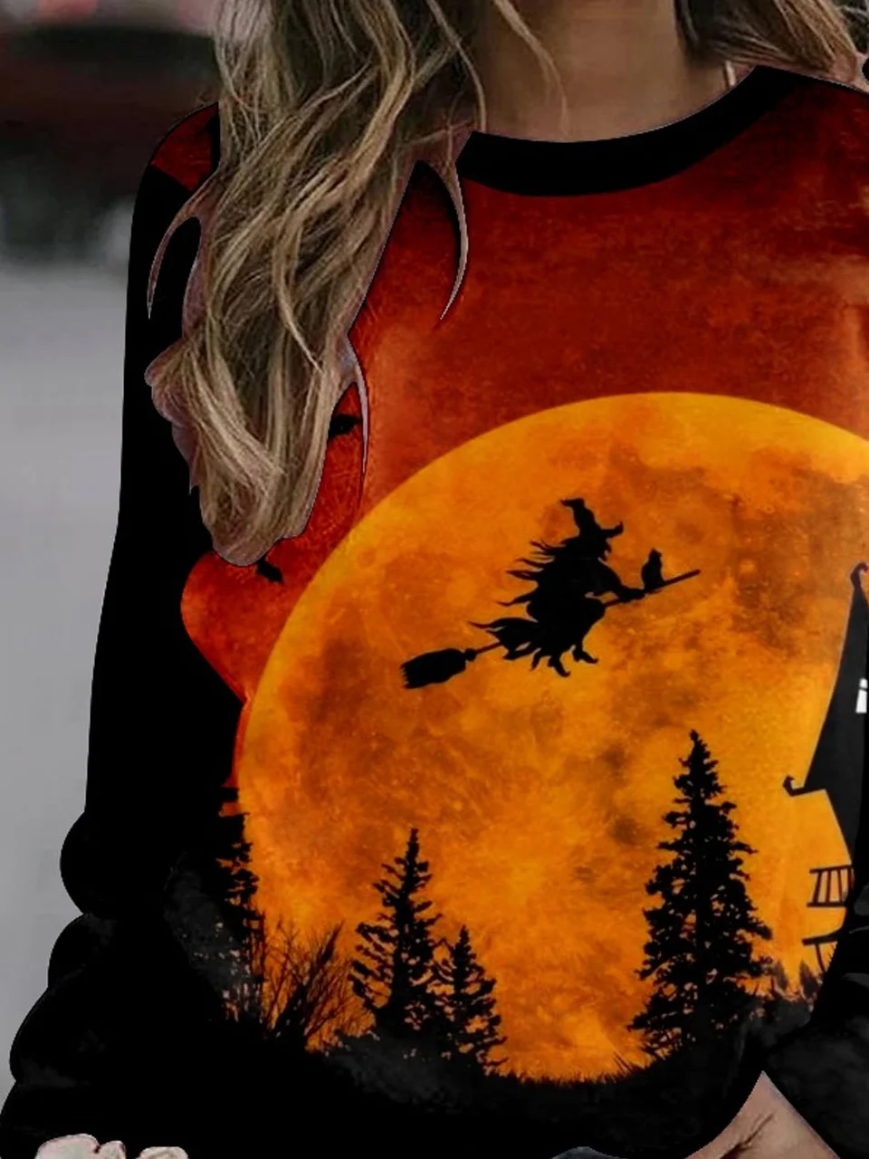 Damen Rundhals Halloween Lässig Frühling/Herbst Langarm Sweatshirt