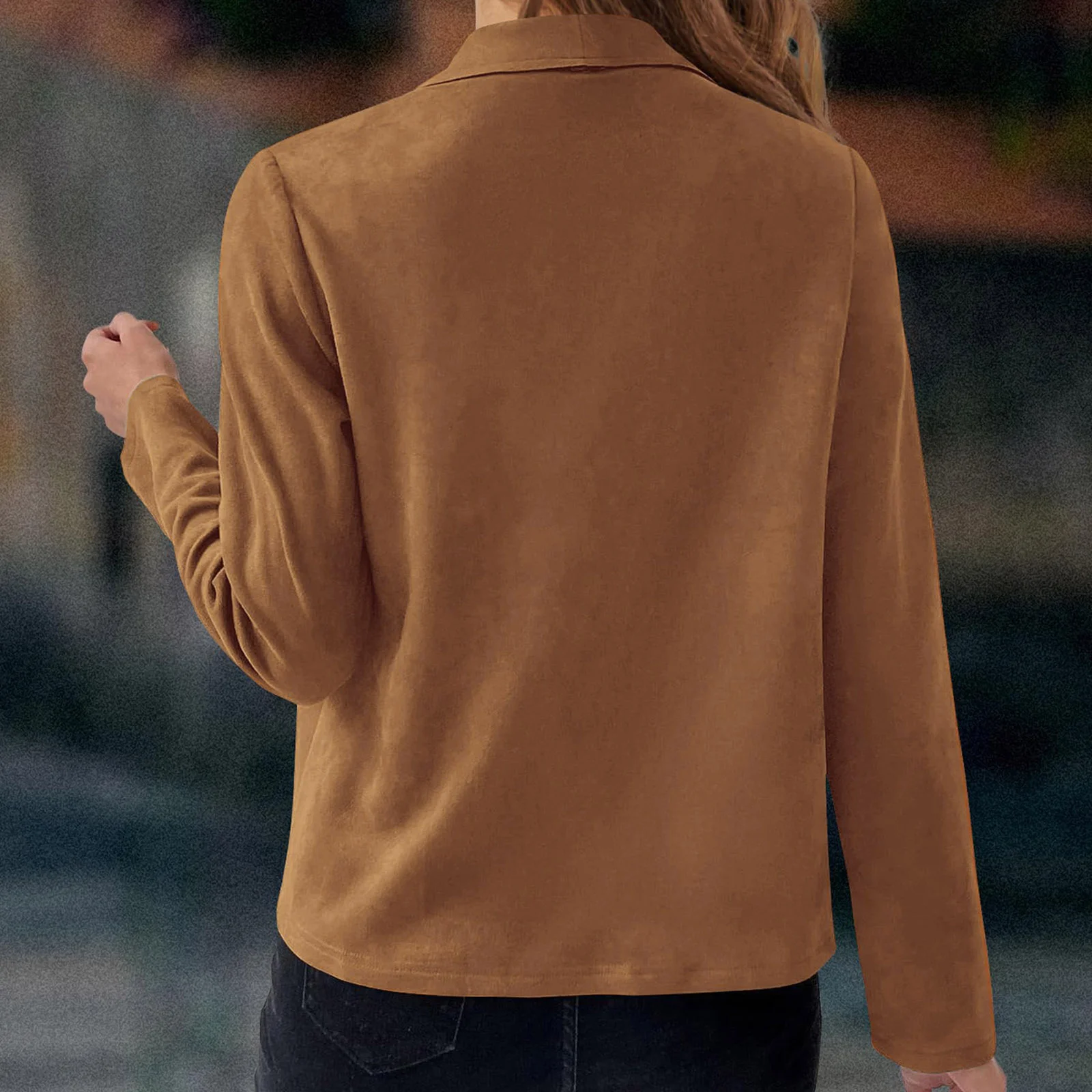 Damen Herbst Oberbekleidung Lässig Unifarben Langarm Jacke