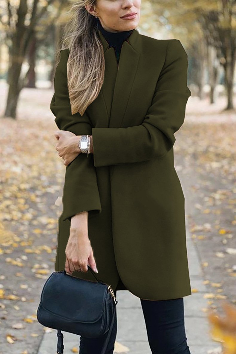 Damen Herbst Oberbekleidung Lässig Unifarben Langarm Jacke