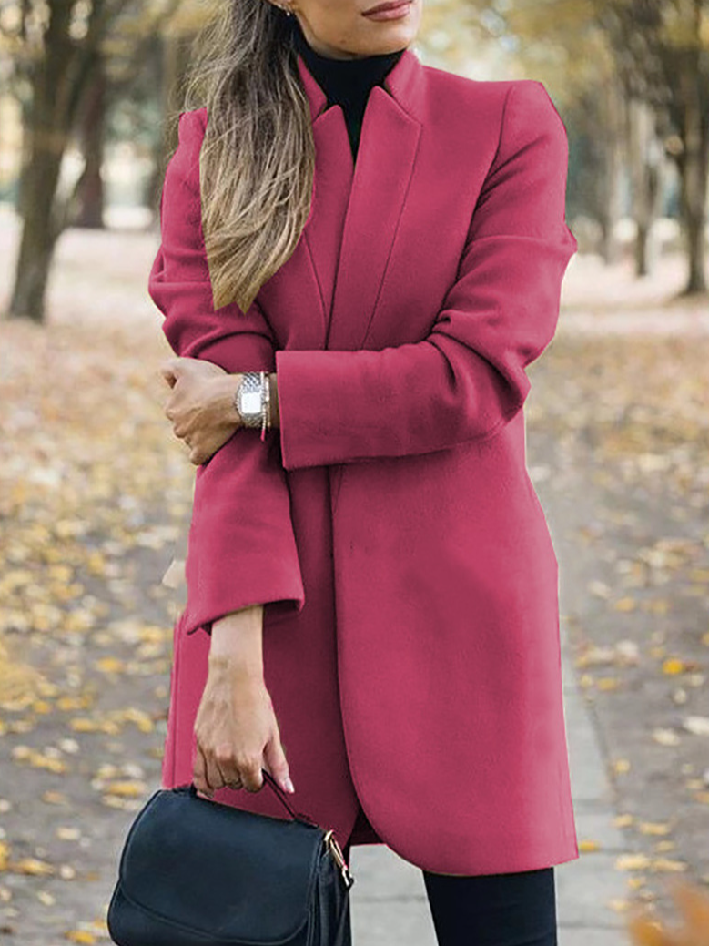 Damen Herbst Oberbekleidung Lässig Unifarben Langarm Jacke