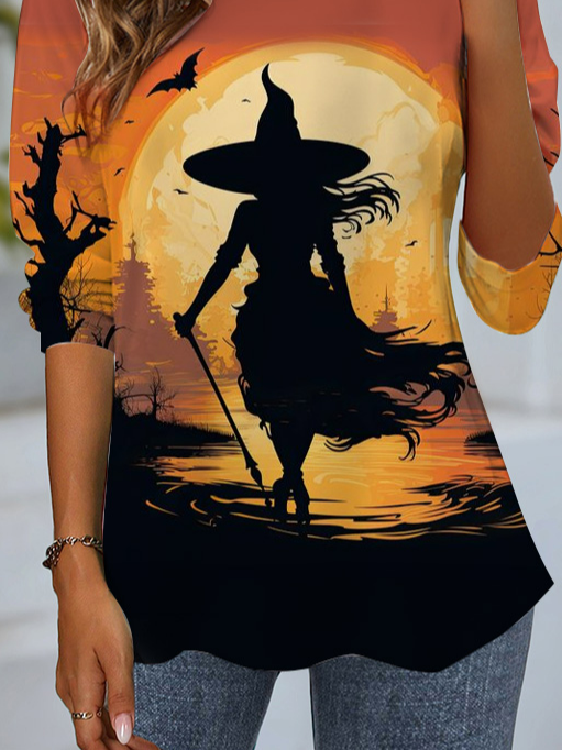 Damen Langarm T-Shirts T-Shirt Frühling/Herbst Halloween Jersey Rundhals Täglich Ausgehen Lässig Oberteile