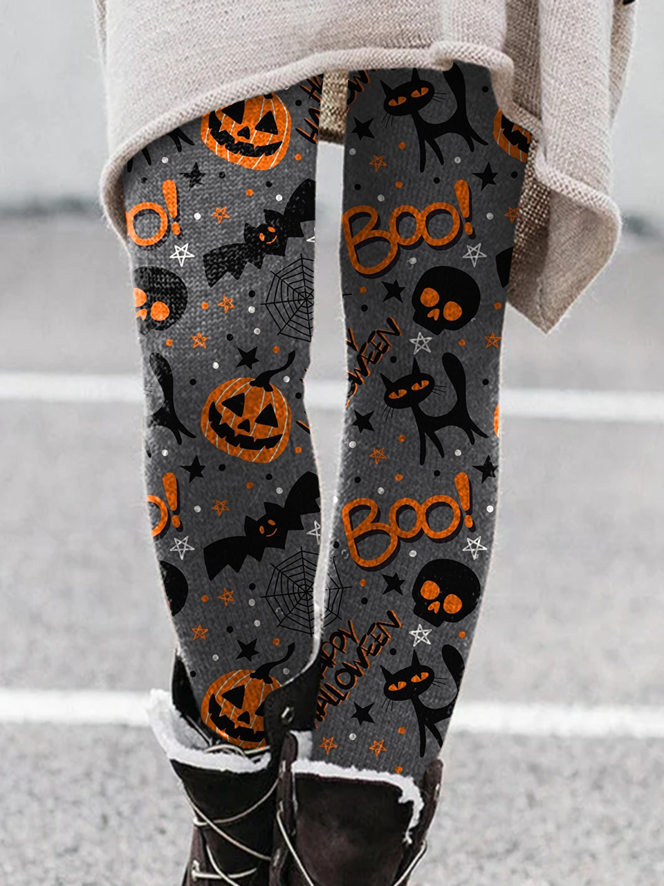 Damen Lässig Halloween Jersey Alle Jahreszeiten Lang Leggings