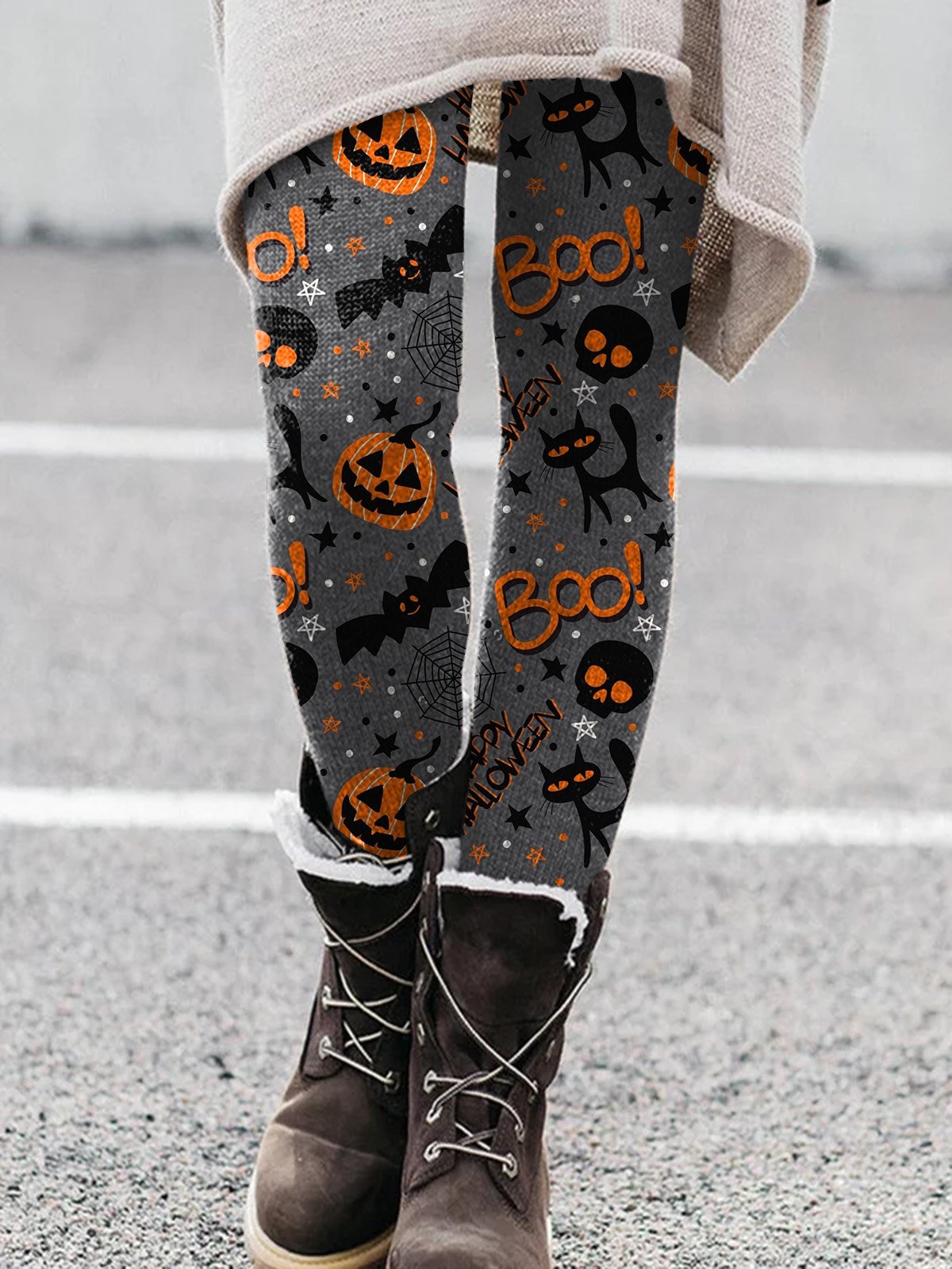 Damen Lässig Halloween Jersey Alle Jahreszeiten Lang Leggings