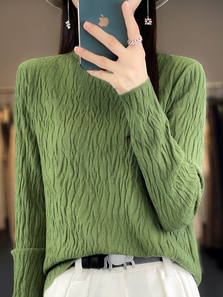 Damen Frühling/Herbst Unifarben Lässig Langarm Mock Neck Wolle/Stricken Pullover