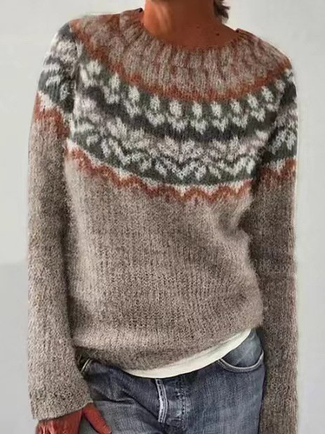 Damen Frühling/Herbst Tier Lässig Langarm Rundhals Garn/Wollgarn Pullover