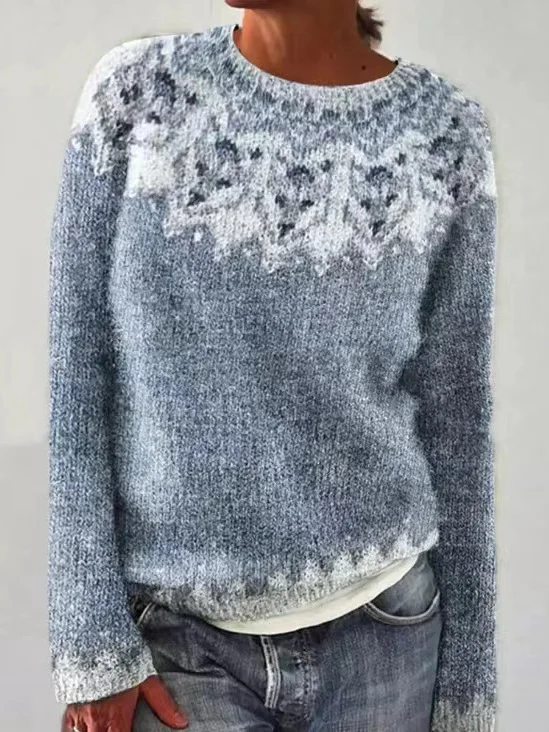 Damen Frühling/Herbst Tier Lässig Langarm Rundhals Garn/Wollgarn Pullover