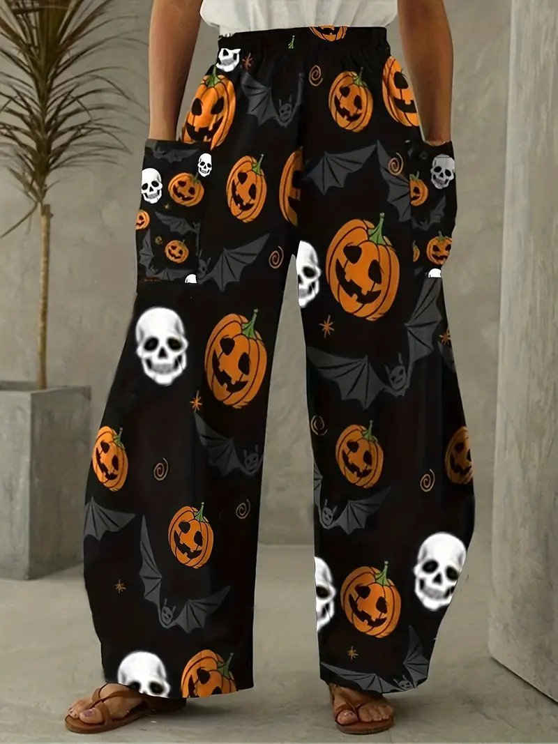 Damen Hose Gerade Hosen Täglich Ausgehen Lässig Baumwolle Leinen Halloween Frühling/Herbst Hose