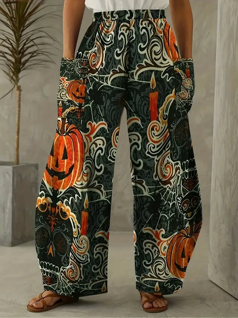 Damen Hose Gerade Hosen Täglich Ausgehen Lässig Baumwolle Leinen Halloween Frühling/Herbst Hose