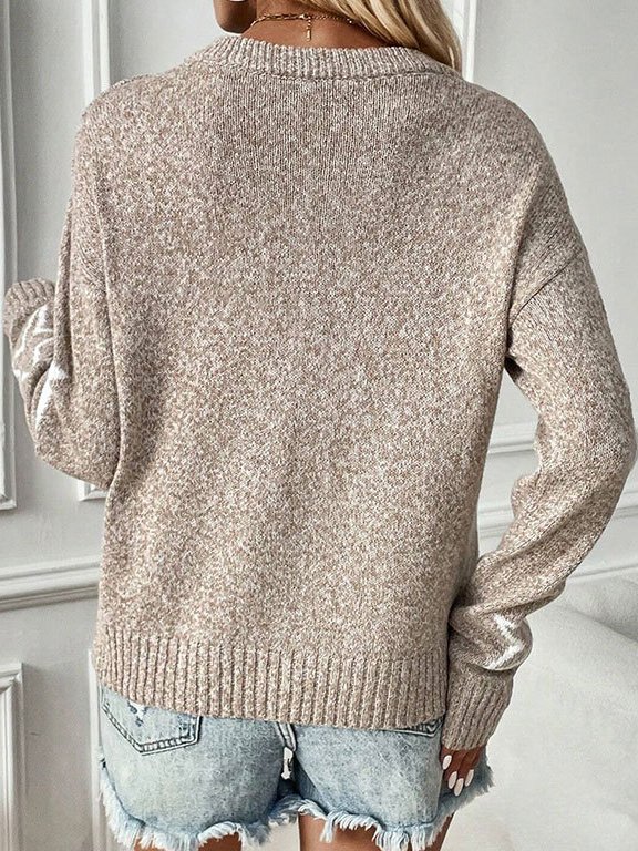 Damen Frühling/Herbst Stern Lässig Langarm Rundhals Garn/Wollgarn Pullover