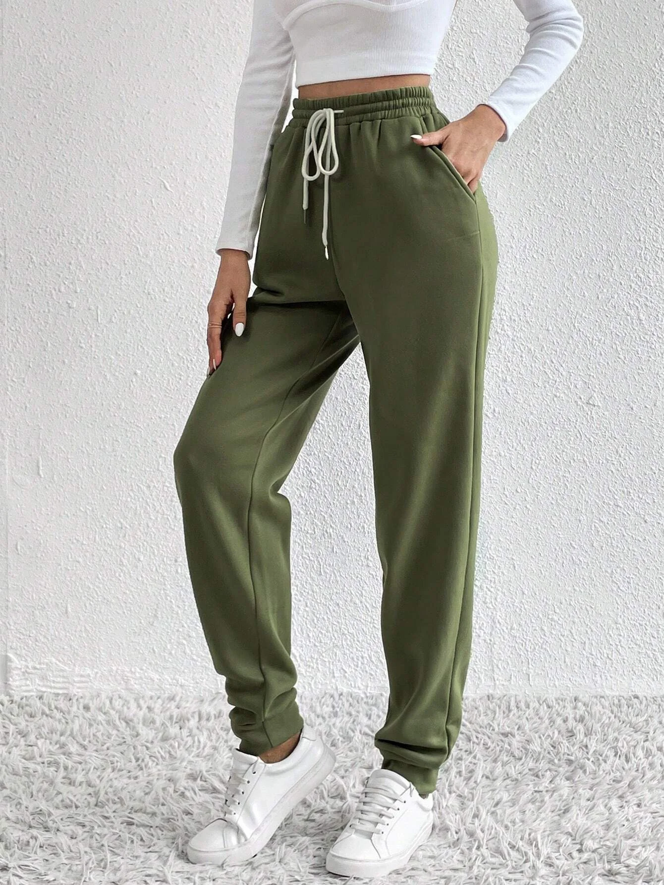 Damen Hose Täglich Ausgehen Lässig Jersey Unifarben Frühling/Herbst Hose