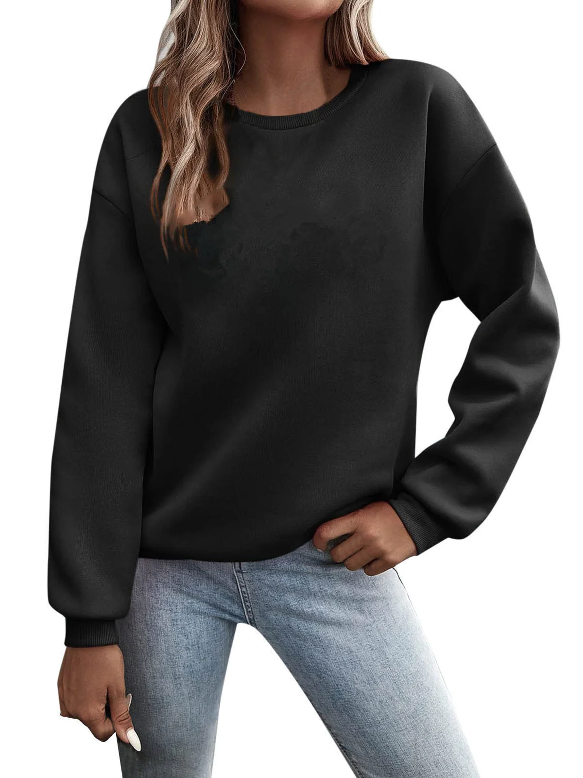 Damen Rundhals Katze Lässig Frühling/Herbst Jersey Langarm Sweatshirt