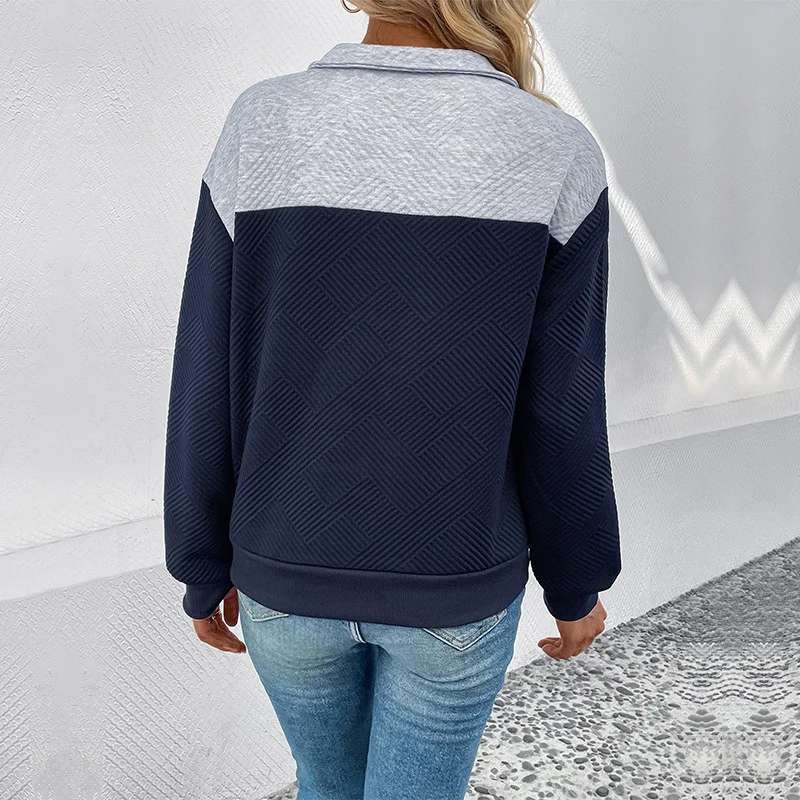 Damen Schalkragen Unifarben Lässig Frühling/Herbst Langarm Sweatshirt