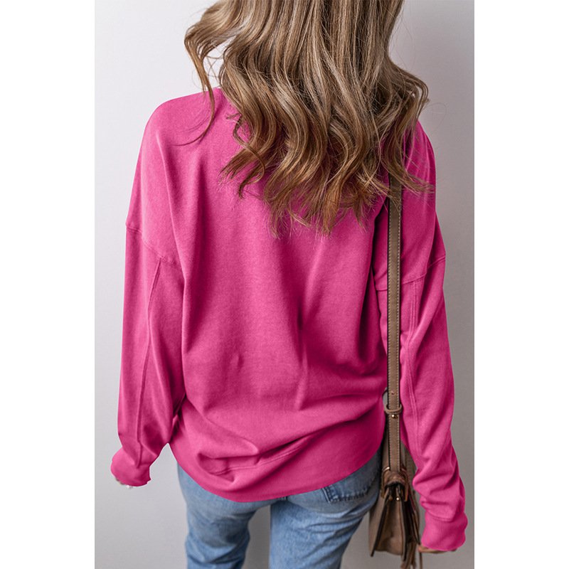 Damen Rundhals Unifarben Lässig Frühling/Herbst Langarm Sweatshirt