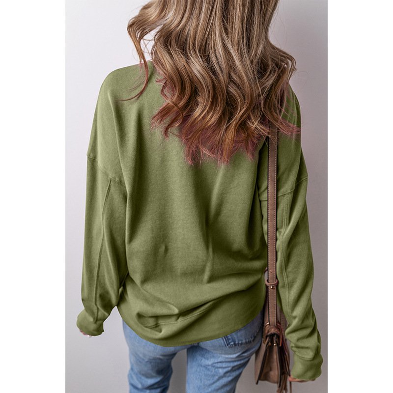 Damen Rundhals Unifarben Lässig Frühling/Herbst Langarm Sweatshirt