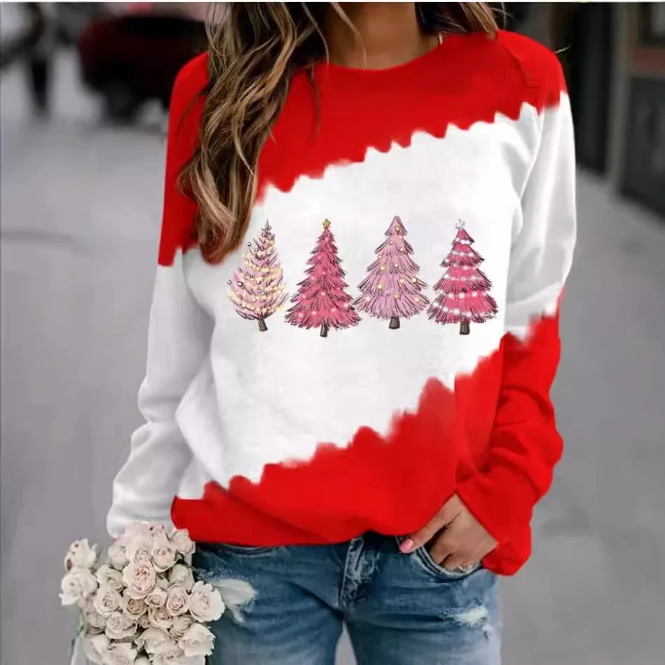 Damen Rundhals Weihnachten Lässig Frühling/Herbst Langarm Sweatshirt