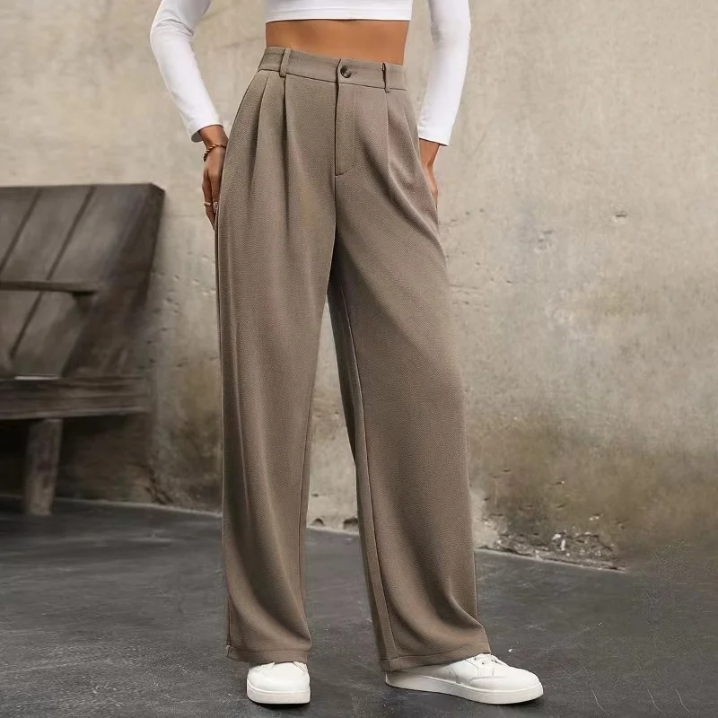 Damen Hose Gerade Hosen Täglich Ausgehen Lässig Schnalle Unifarben Frühling/Herbst Hose