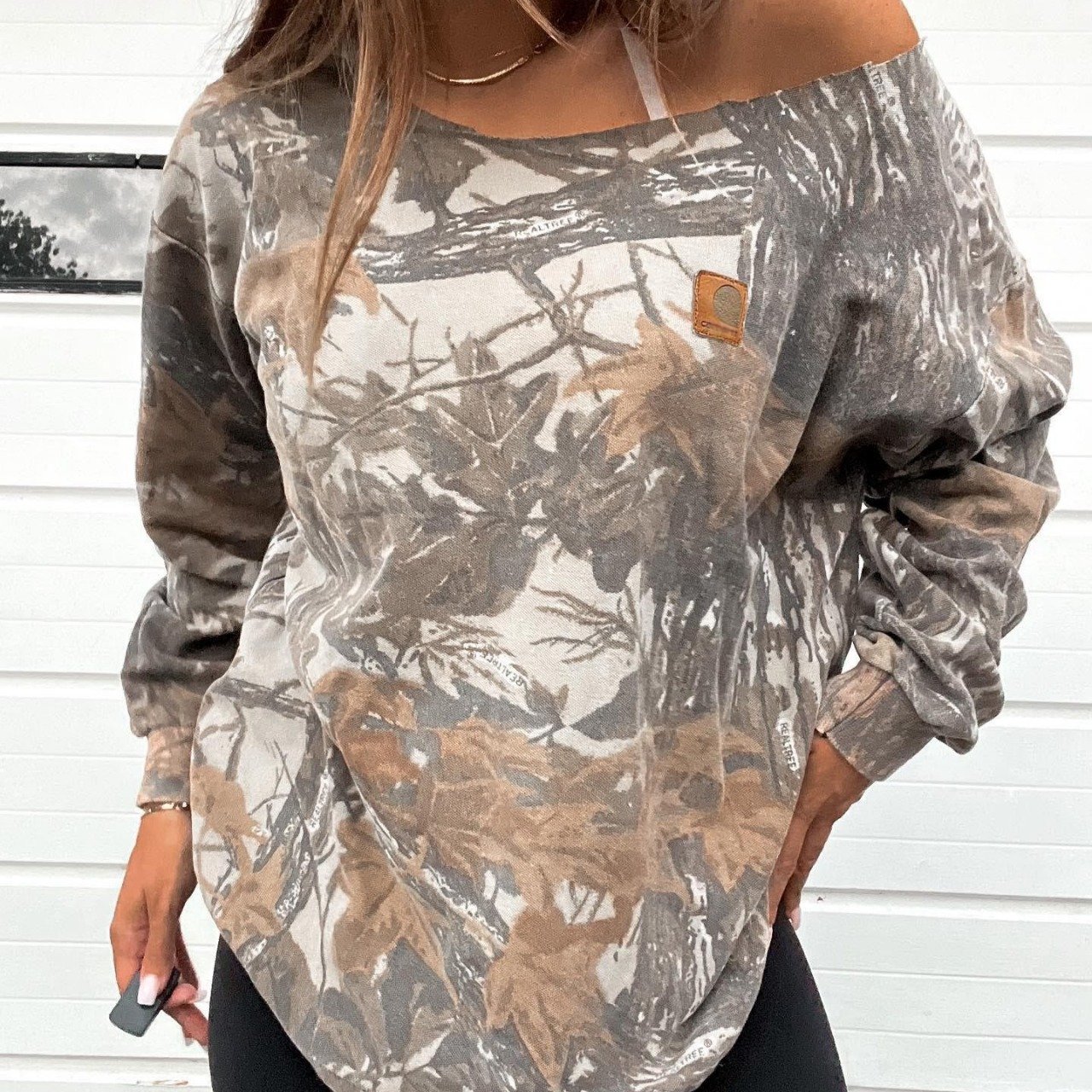 Damen Asymmetrisch Abstrakt Lässig Frühling/Herbst Langarm Sweatshirt