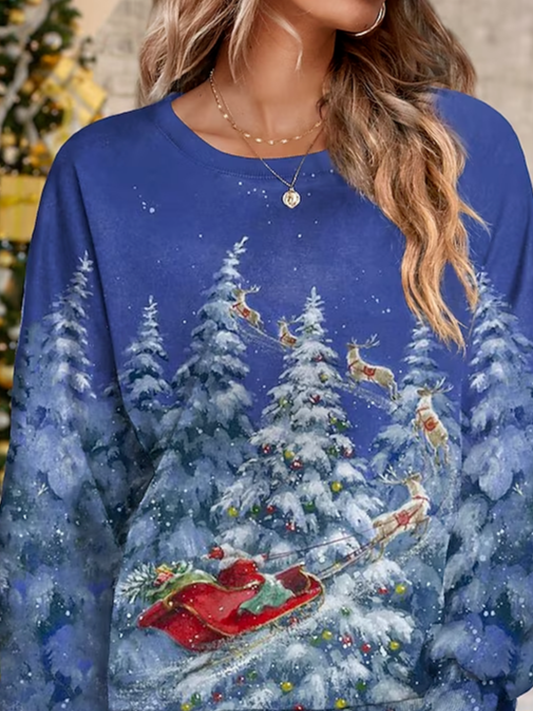 Damen Rundhals Weihnachten Lässig Frühling/Herbst Langarm Sweatshirt