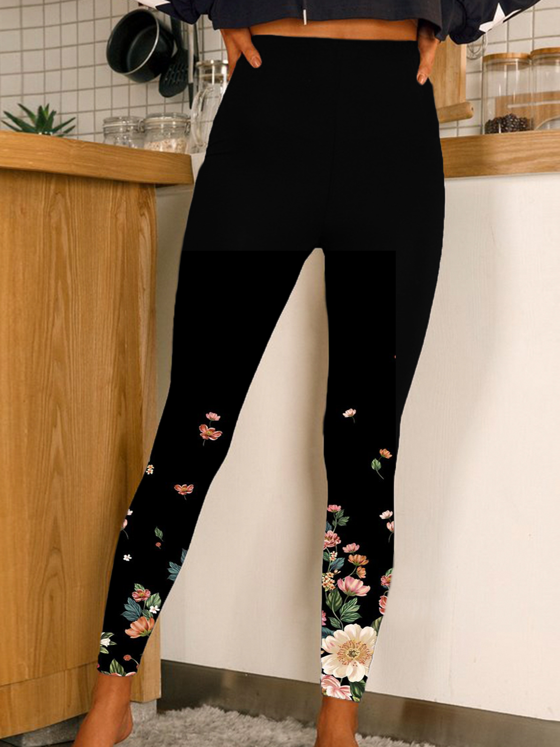 Damen Geblümt Lässig Alle Jahreszeiten Lang Leggings