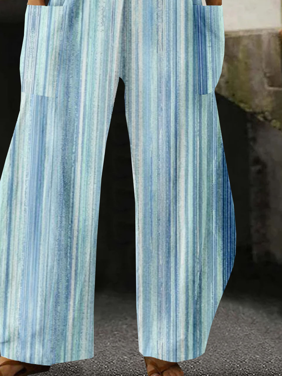 Damen Hose Elastische Taille Gerade Hosen Täglich Ausgehen Lässig Taschennähen Gestreift Frühling/Herbst Hose
