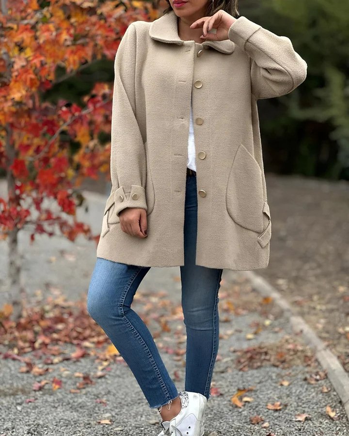 Damen Herbst Oberbekleidung Lässig Unifarben Langarm Schalkragen Jacke