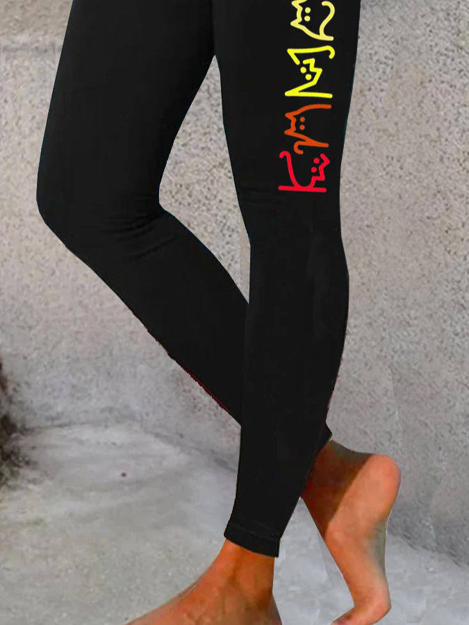 Damen Textbriefe Lässig Alle Jahreszeiten Lang Leggings