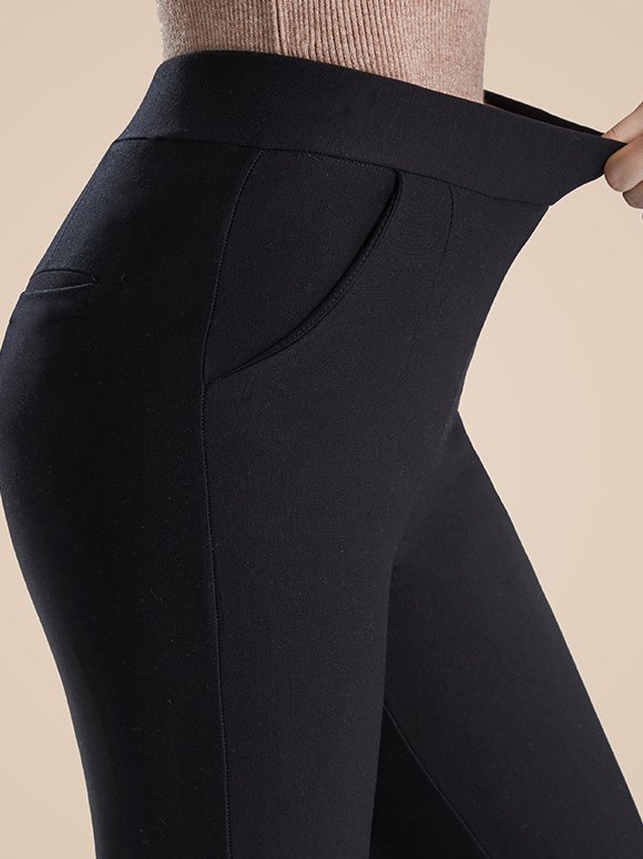 Damen Lässig Unifarben Frühling/Herbst Vlies Knöchelhose Leggings