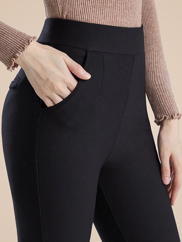 Damen Lässig Unifarben Frühling/Herbst Vlies Knöchelhose Leggings