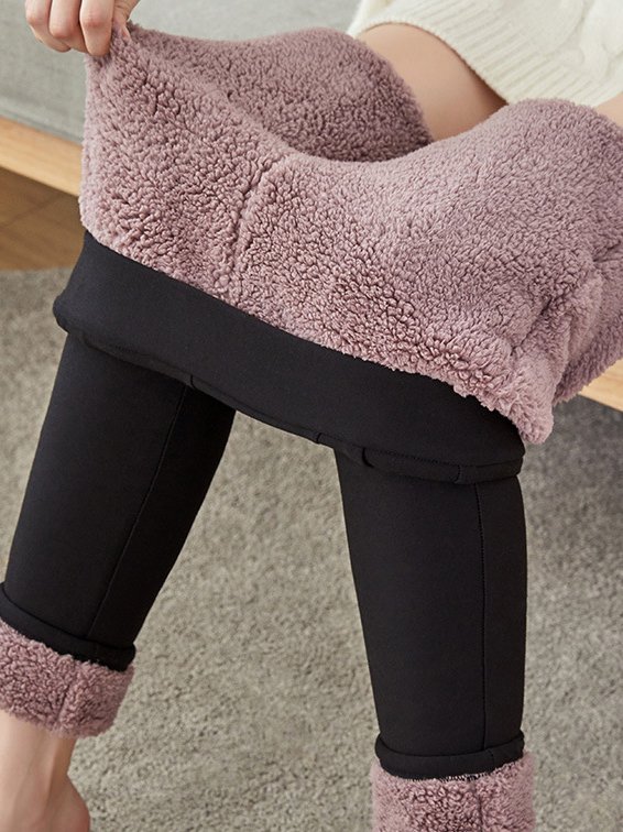 Damen Lässig Unifarben Frühling/Herbst Vlies Knöchelhose Leggings