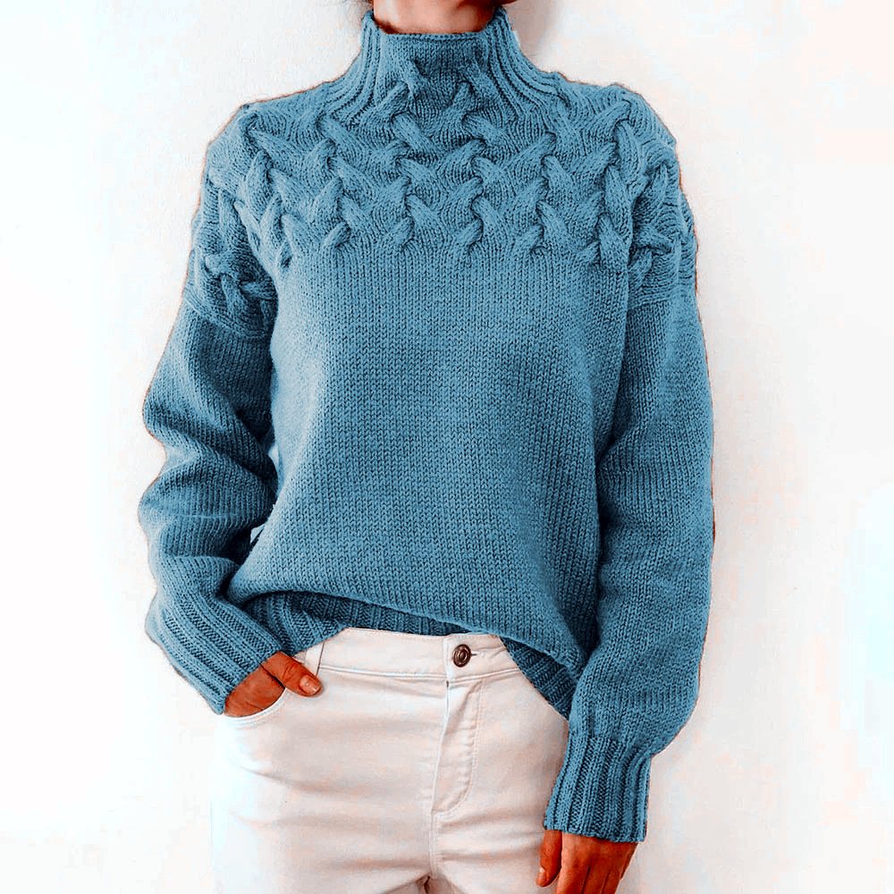 Damen Frühling/Herbst Unifarben Lässig Dreiviertelärmel Rollkragen Garn/Wollgarn Pullover