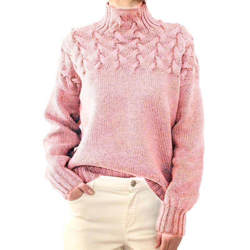 Damen Frühling/Herbst Unifarben Lässig Dreiviertelärmel Rollkragen Garn/Wollgarn Pullover